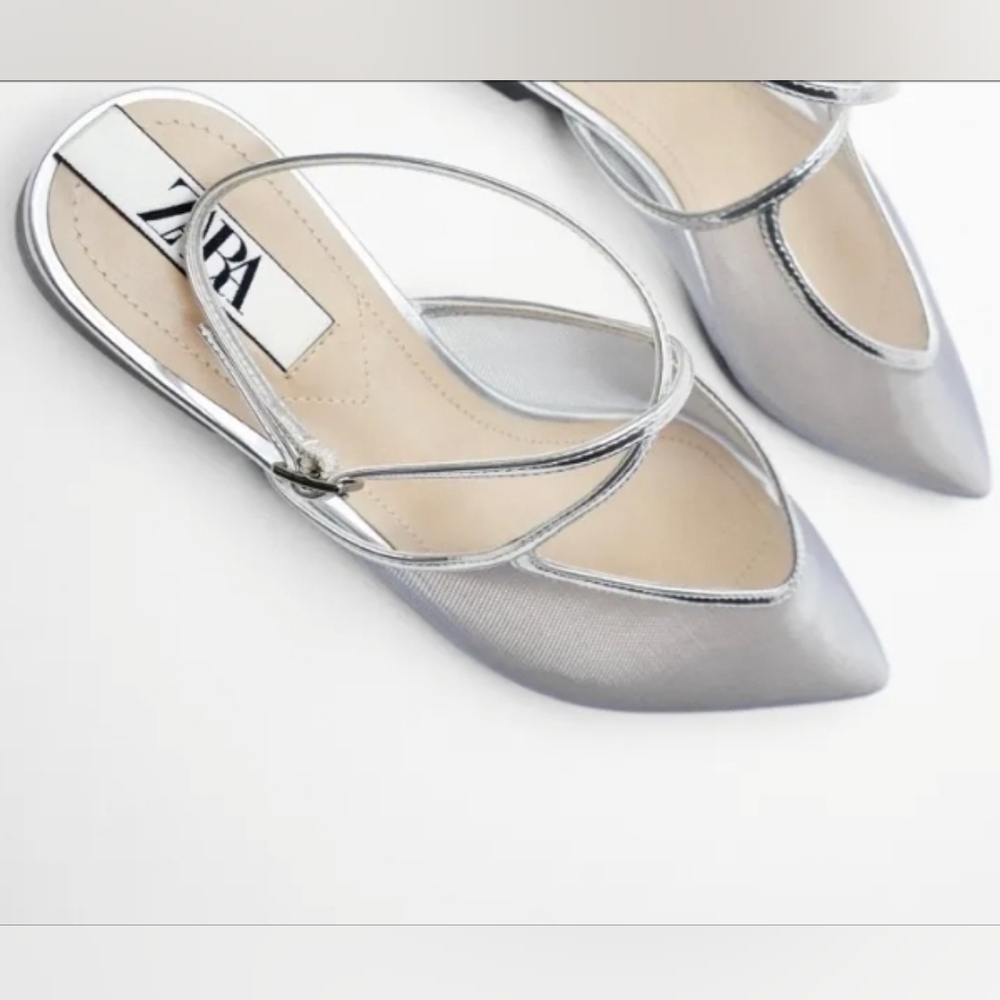 Zara Silver Flats